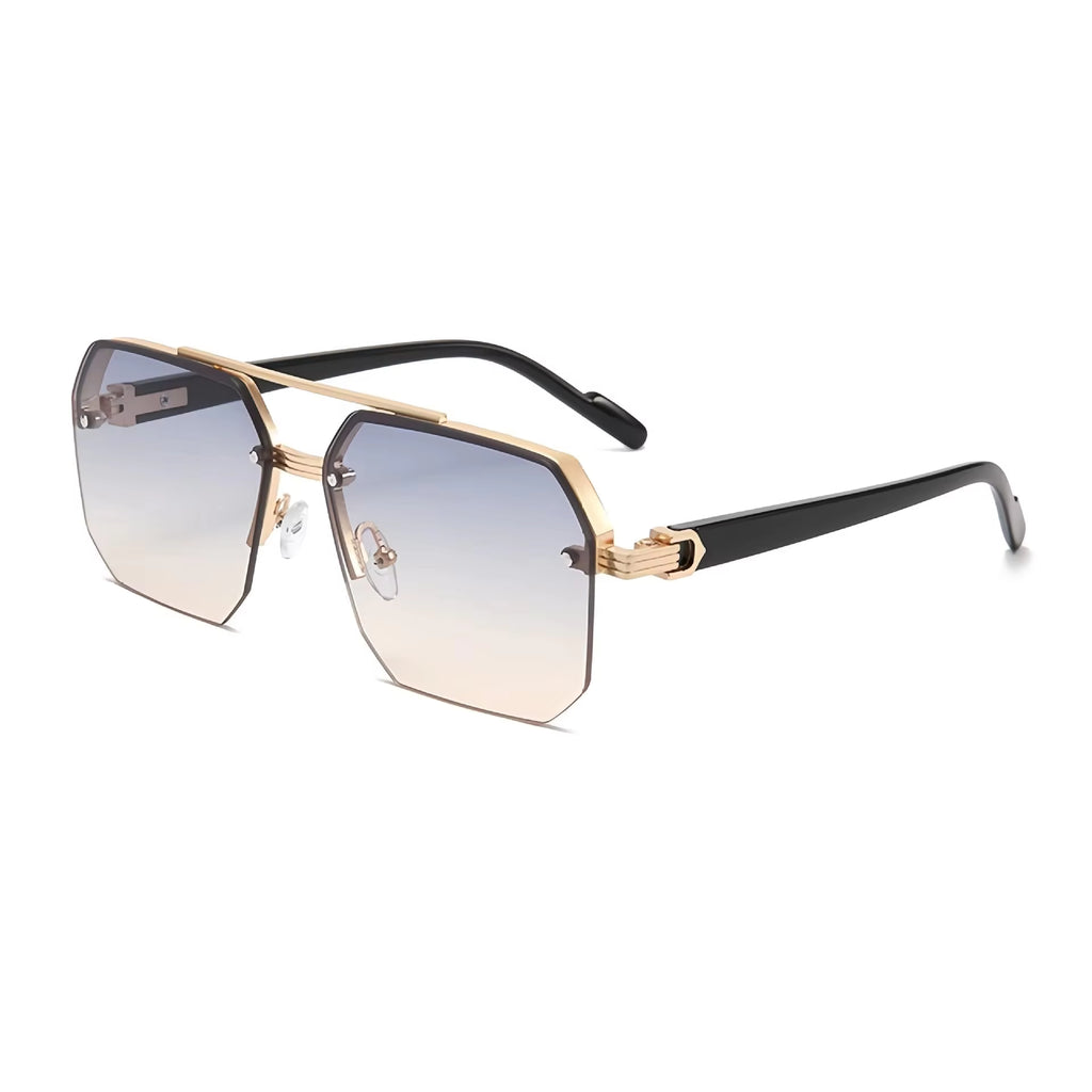 Ocean Lens Gradient Sun Glasses Fashion Square Rimless Women Double Rim Metal Glasses Summer Sunglasses for Men