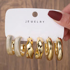 New Fashion 3pcs/set Gold Silver C Shape Big Water Drop Hoop Earrings Set for Women Jewelry Party Gift Fashion Earrings Set