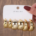 New Fashion 3pcs/set Gold Silver C Shape Big Water Drop Hoop Earrings Set for Women Jewelry Party Gift Fashion Earrings Set