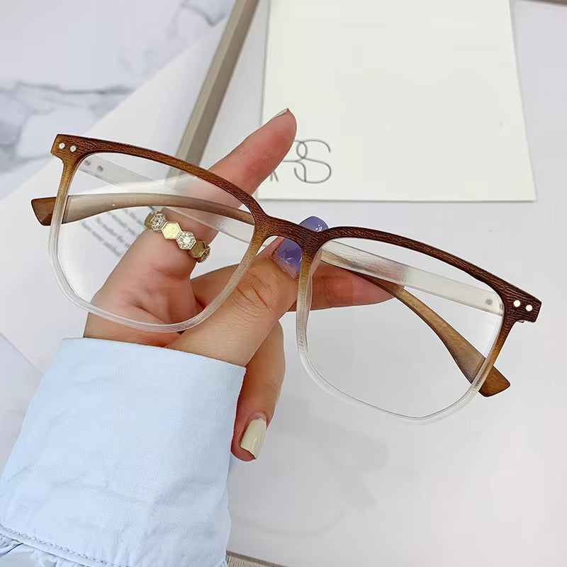 Vintage Fashion Women Men Color Change Sunglasses Anti Blue Light square Frame Photochromic Glasses