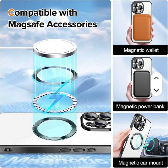 For iPhone 17 Pro Max Strong Magnetic With Built in Lens Protector Accept Wireless Charging Phone Cover Fundas for IPhone17air
