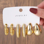 New Fashion 3pcs/set Gold Silver C Shape Big Water Drop Hoop Earrings Set for Women Jewelry Party Gift Fashion Earrings Set