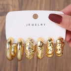 New Fashion 3pcs/set Gold Silver C Shape Big Water Drop Hoop Earrings Set for Women Jewelry Party Gift Fashion Earrings Set