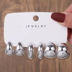 New Fashion 3pcs/set Gold Silver C Shape Big Water Drop Hoop Earrings Set for Women Jewelry Party Gift Fashion Earrings Set