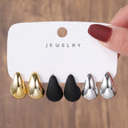 New Fashion 3pcs/set Gold Silver C Shape Big Water Drop Hoop Earrings Set for Women Jewelry Party Gift Fashion Earrings Set