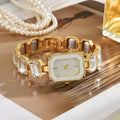 NJC Luxury Fashion Quartz Women's Watch Small Square Emerald and Diamond Inlaid Shining Square Ice-out Watch